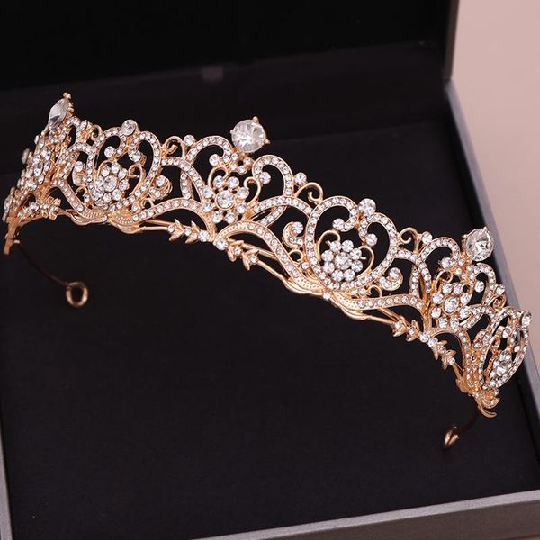 

hair clips & barrettes baroque vintage gold crystal heart bridal tiaras crowns rhinestone pageant diadem crown hairband wedding accessories, Golden;silver