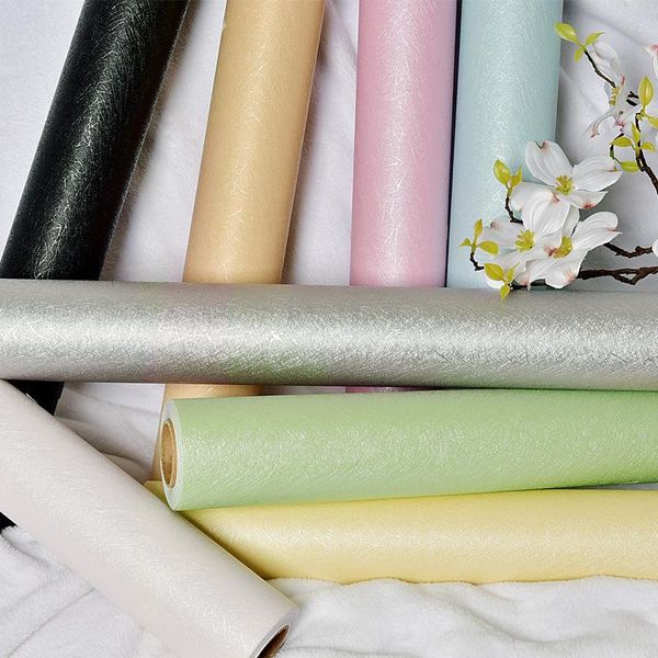 

wallpapers solid silver pink silk self-adhesive wallpaper bedroom home decoration waterproof warm living room black green contact paper