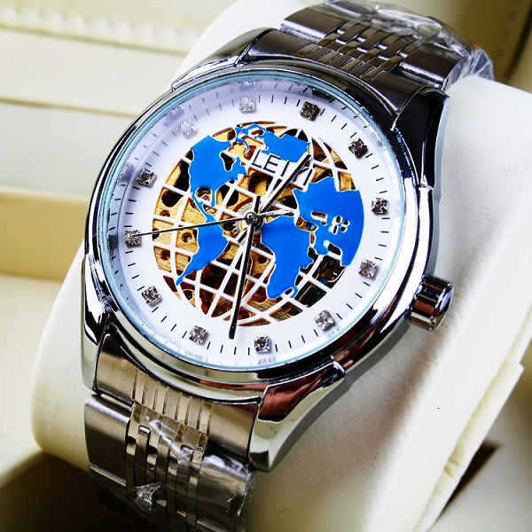 

new gold hollow leisure steel belt automatic men's mechanical watch business, Slivery;brown