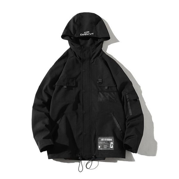 

men's jackets nice men streetwear overalls bomber jacket ribbons loose pocket hip hop wind abz640, Black;brown