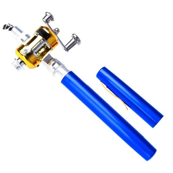 

1pc mini portable fishing rod aluminum alloy pocket pen shape rods reel poles pesca accessories boat