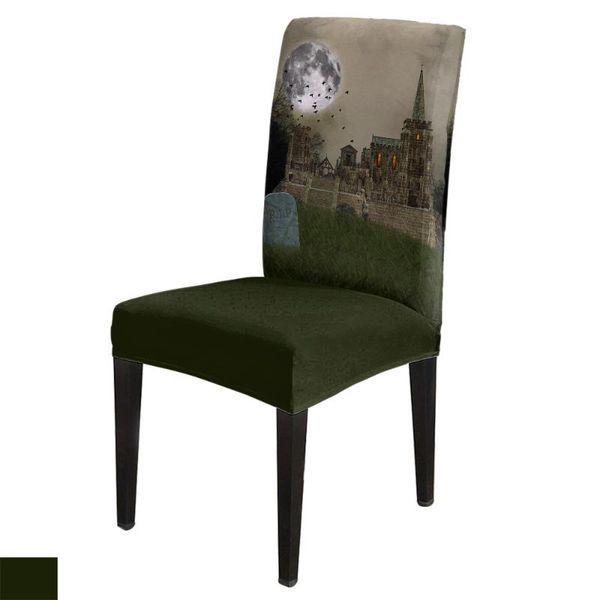

chair covers horror house full moon cemetery print cover dining elastic spandex stretch anti-dirty removable