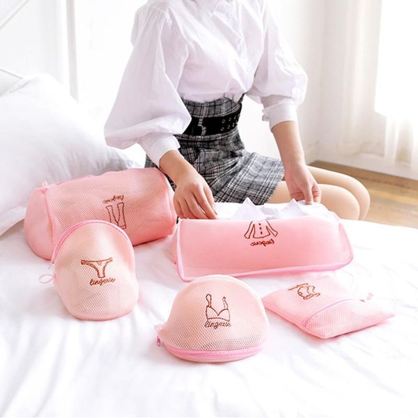 

storage bags zippered mesh laundry wash underwear bra shirt sock clothes washing bag double protection drawer organizers