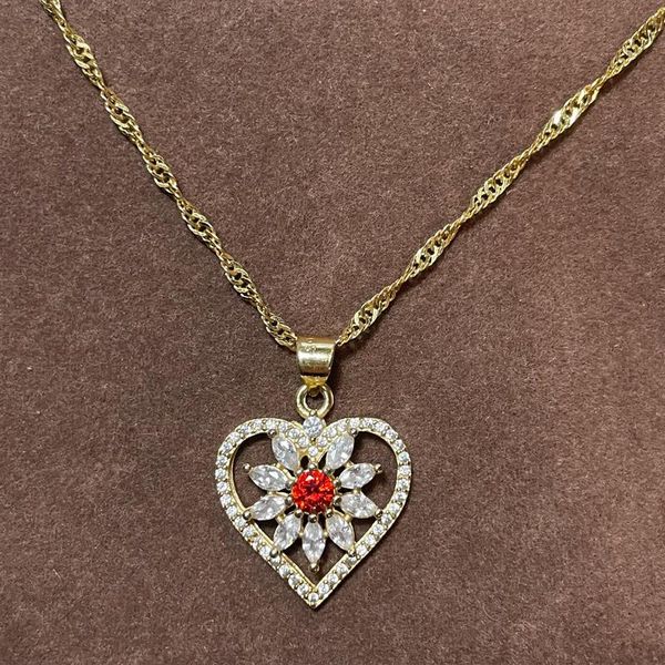 

pendant necklaces minimalist heart for women zircon aesthetic fine flower choker valentine's day gift female necklace party, Silver