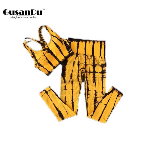 

seamless high-waist yoga two-piece set tie-dye absorbent sweat quick dry exercise suit workout clothes gym clothing fitness outfits, White;red