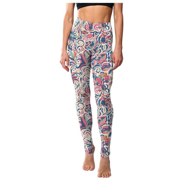 

women's leggings classic retro color floral graffiti print seamless women legging sport fitness high waist pants gym energy workout #p5, Black