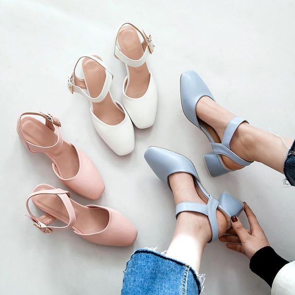 

dress shoes women sandals woman 2021 fashion spring summer solid colors ladies square toe high heel elegant female, Black