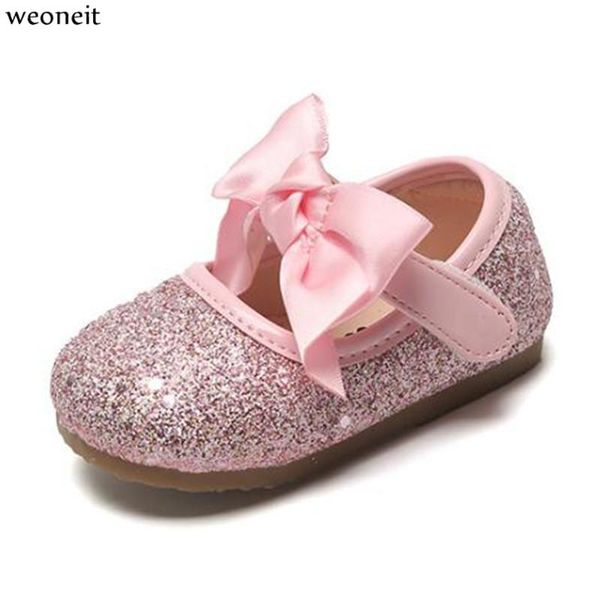 

flat shoes weoneit 0-3y party girls sequin fashion baby children kids girl princess leather sweet shoe spring autumn cn size 15~25, Black;grey