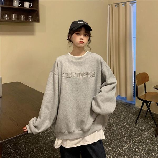 

women's hoodies & sweatshirts oversize long sleeve egirl outfit vintage 2021 womens clothing round neck classy jacket female vogue mini, Black