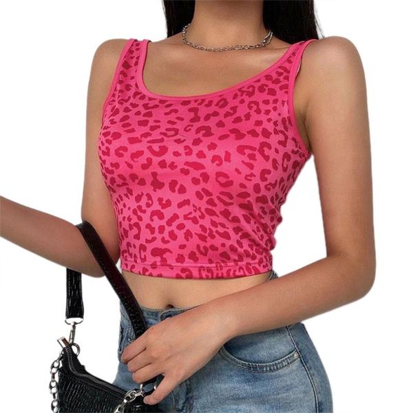 

women's tanks & camis goth dark e-girl fashion leopard print 90s streetwear crop summer pink or blue women tank gothic 2021, White