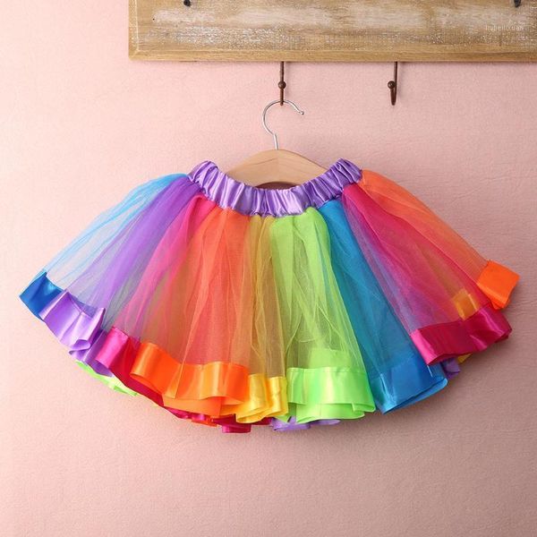 

skirts kids little girl lovely colorful tutu novelty party skirt girls rainbow tulle mini dress su1, Blue