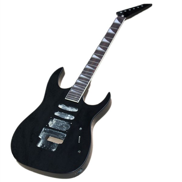 

real pictures 6 strings semi-finished black body electric guitar with tremolo bridge hole,rosewood fingerboard,offer customize