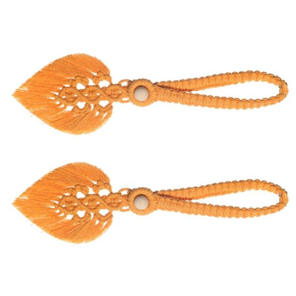 

curtain & drapes 2pcs weaving bohemian binding rope tassel leaf wood bead strap