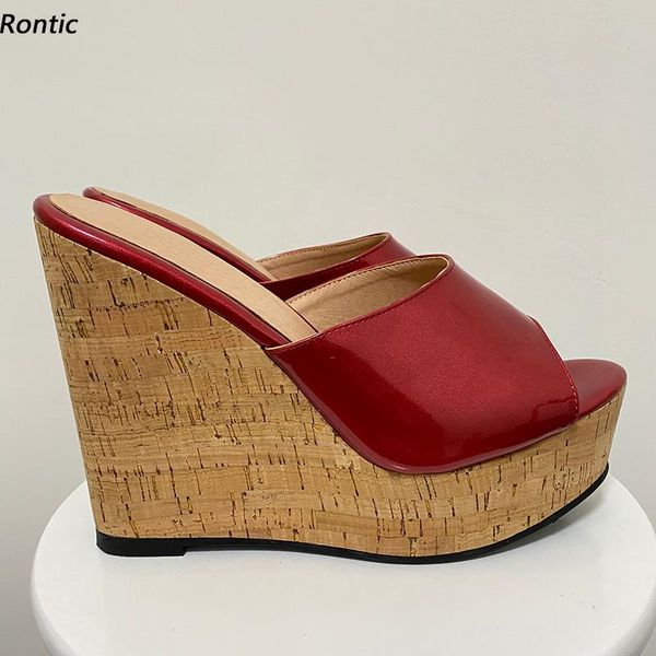 

sandals rontic fashion women mules outdoor slippers wedges heels open toe gorgeous red party dress shoes us size 5-20, Black