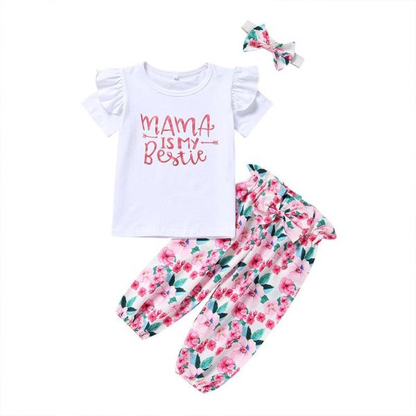 

clothing sets baby girl clothes set born infant girls sleeve letter floral print pants outfits loose, White