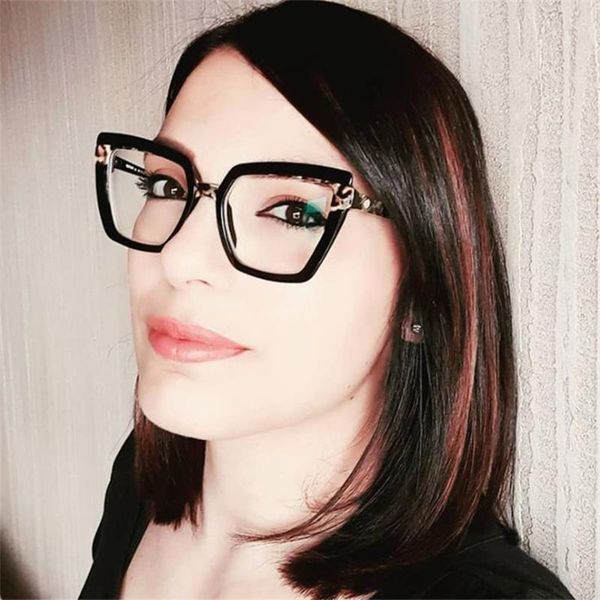 

fashion sunglasses frames tr90 comfortable square eyeglasses frame 2021 brand designer blue light blaocking glasses reduce fatigue eyewear o, Black