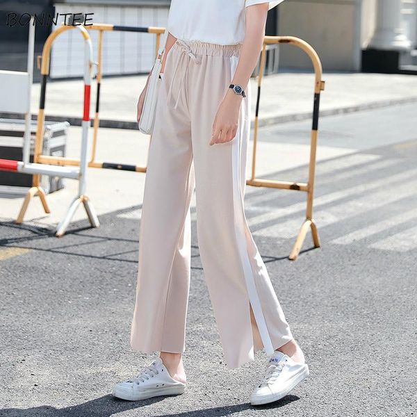 

pants women summer 2021 wide leg korean style loose leisure trendy daily womens clothing simple chic all-match women's & capris, Black;white