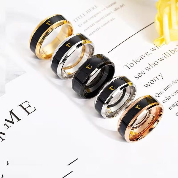 

smart sensor body temperature ring stainless steel fashion display real-time temperature test finger band rings, Silver