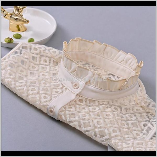 

blouses shirts womens clothing apparel drop delivery 2021 elegant lace embroidery white detachable fake women vintage stand ladies false blo