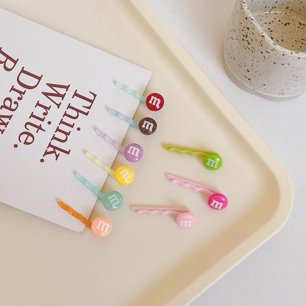 

hair accessories 10pcs girls cute colorful cartoon m rainbow candy bean hairpins kids sweet clip barrettes headband fashion, Slivery;white