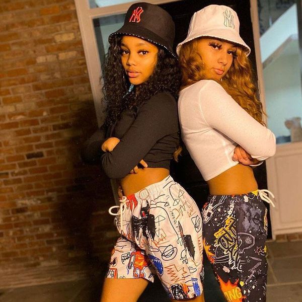 

streetwear 2 piece set women tracksuits zipper crop hip hop high waist shorts graffiti tracksuit club outfits for, Gray