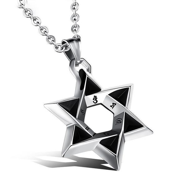 

trend men's chain euramerican style length 50cm necklace men stainless steel jewelry six-pointed star tx1102 pendant necklaces, Silver