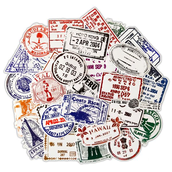 50pcs Transparent Vintage Stamp Stempel Aufkleber Skatezubehör für Skateboard -Laptop -Gepäck Fahrrad Motorrad Telefonauto -Aufkleber Party Dekor