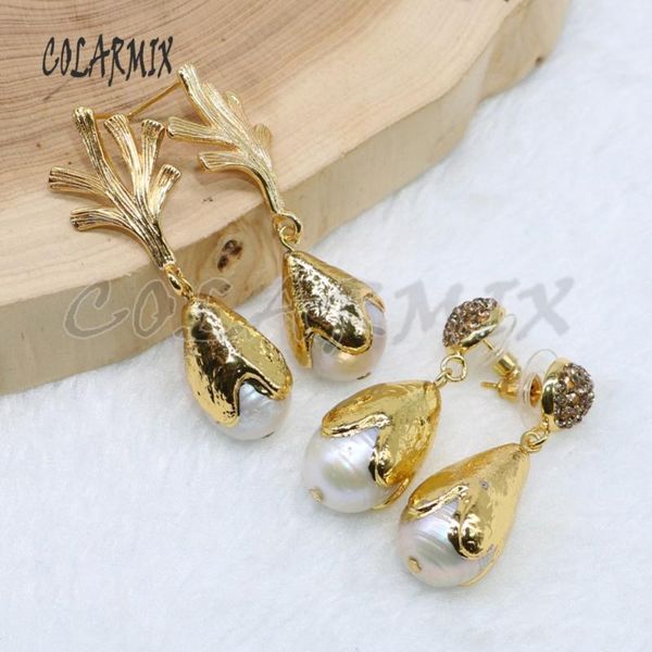 

dangle & chandelier 4pairs gold color pearls earrings natural drop hollow gift for lady 4902, Silver