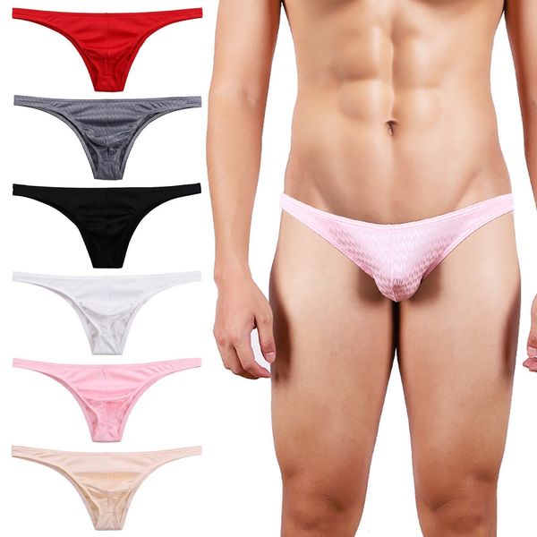

underwear men's brushed-jacquard thong underpanties breathable stretch sports jock strap homme slip erotic string briefs, Black;white