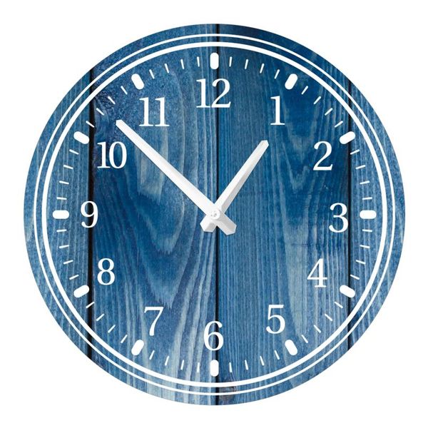 

wall clocks blue wooden clock modern design nordic home decor large quartz silent wood art decorative
