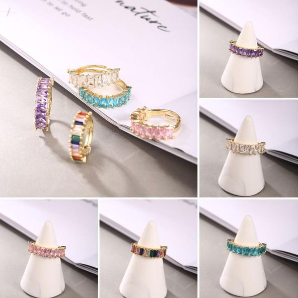 

wedding rings luxury cubic zirconia for women fashion red blue copper plated finger zircon statement 2021 bijoux, Slivery;golden