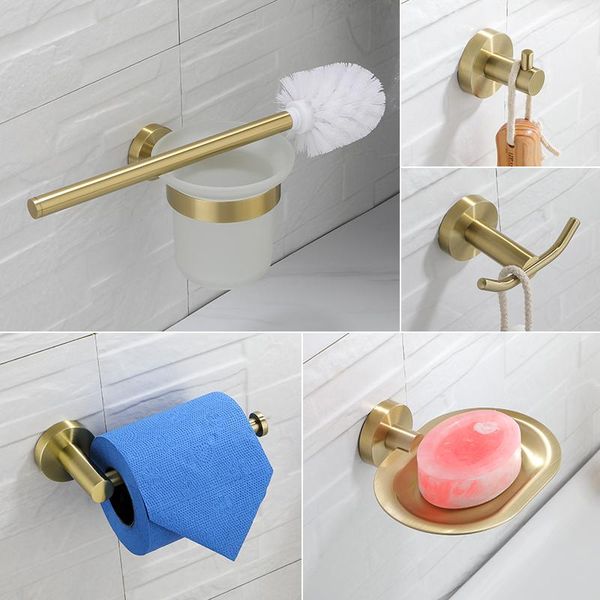 

bath accessory set gold brushed bathroom accessories hardware paper holder toilet brush robe hook soap dish