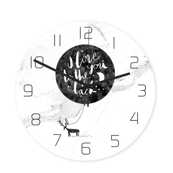 

wall clocks healing marble texture hanging clock uv printing bedroom living room decoration mute