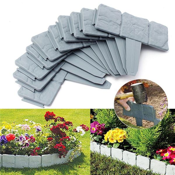 

fencing, trellis & gates 10pc garden fence border folding landscape gray orange flower fence-path edging lawn imitation stone grounding
