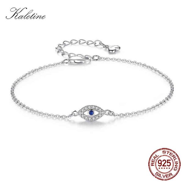 

kaletine lucky evil eye bracelet 925 sterling silver bracelets for women blue stone cz turkey adjustable men jewelry kltb099, Golden;silver