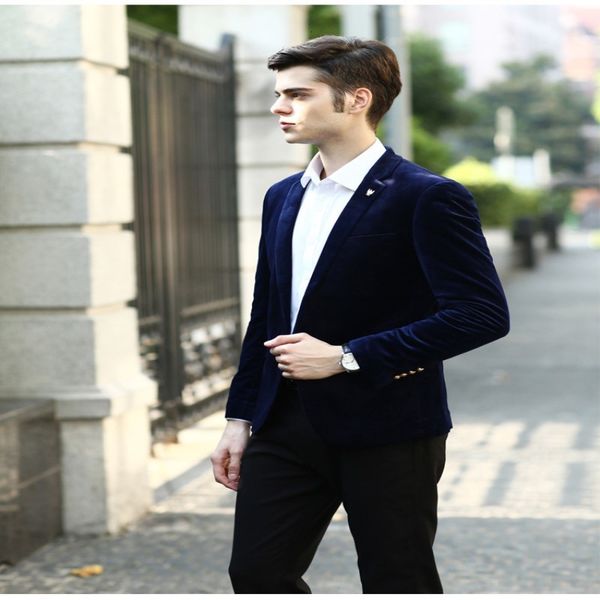 

men's suits & blazers dressed as a bespoke velvet man's suit thin two piece jacket + pants young 7i54, White;black