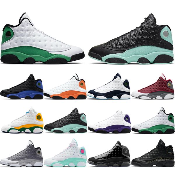 

original 13s basketball shoes atmosphere grey aurora green black cat bred cap and gown flint gold glitter he got game starfish size 40-46 ou