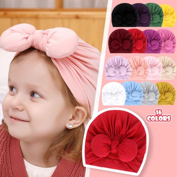 

caps & hats baby turban hat toddler girls cotton bow headwrap headband knot hairband haarbandjes kawaii accessories, Yellow