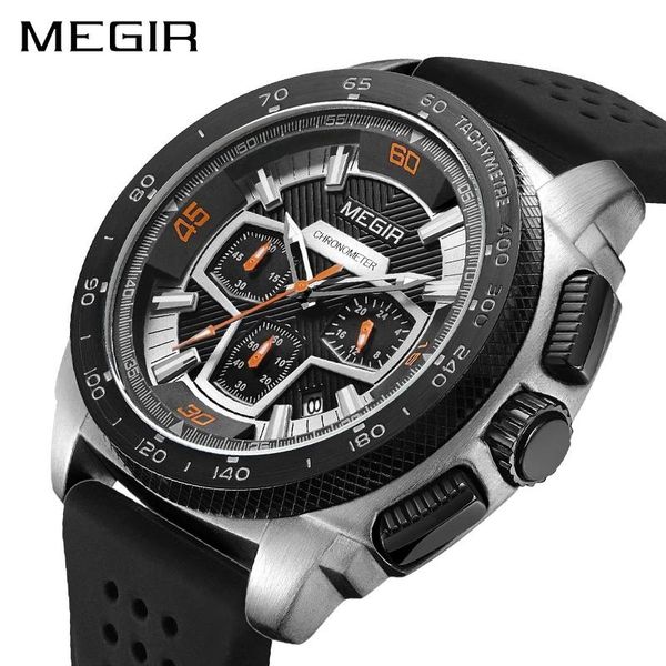 

sport quartz watch men multifunction luminous waterproof chronograph 24 hours military watches relogio masculino 2056g wristwatches, Slivery;brown