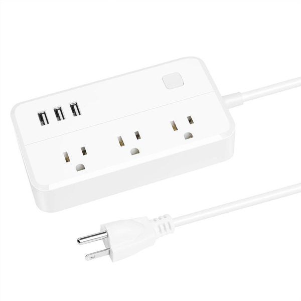 

smart power plugs deskstrip charging station with 3 fast charge usb ports ac outlets extension cord for home, office or travel,us plug
