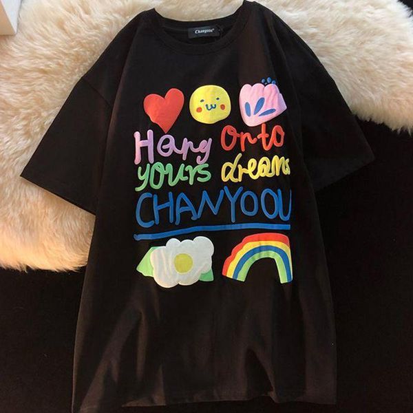 

women's t-shirt size 8xl 150kg summer cartoon tshirts short sleve ladies plus women clothing harajuku casual loose sweet, White