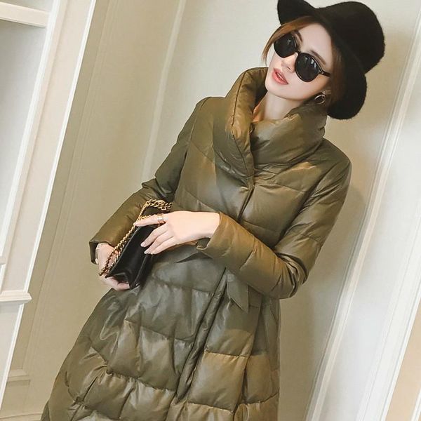 

women's leather & faux jacket women winter sheepskin genuine jackets korean down coat plus size chaqueta mujer syqt7689 yy495, Black