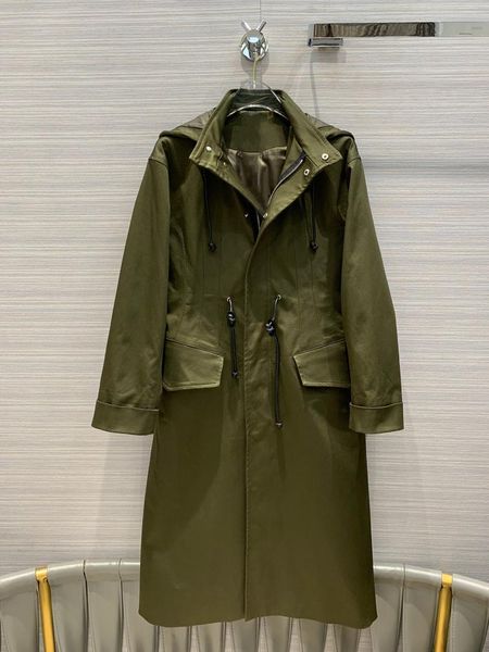 

ladies 2021 fashion long-sleeved solid color stand-up collar tie waist big pocket trench coat 1008 women's coats, Tan;black