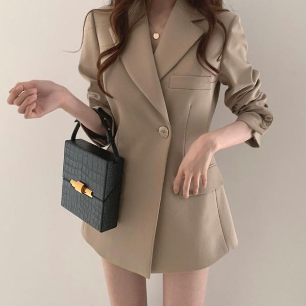 

women's suits & blazers 2021 ladies casual jacket with single button, korean england slim office suit coat temperament spring a buckle, White;black