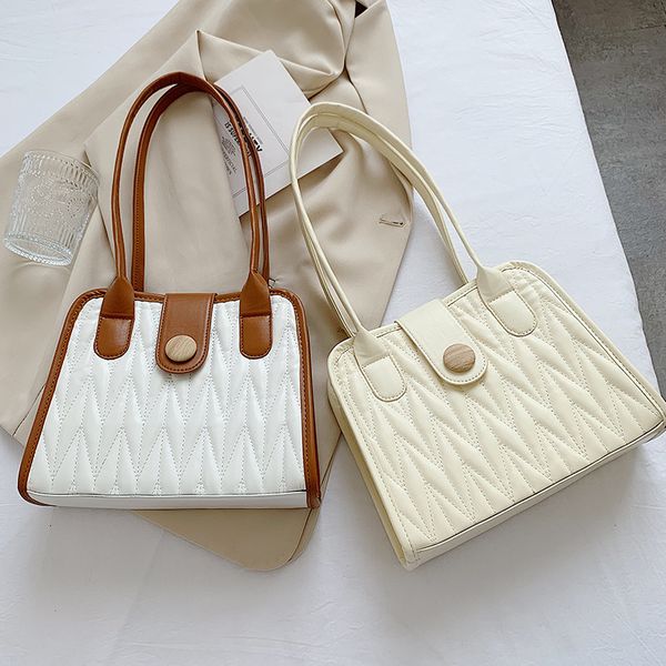 

bag women's 2021 pu fashion contrast color single shoulder handbag diamond small square embroidery line s 1