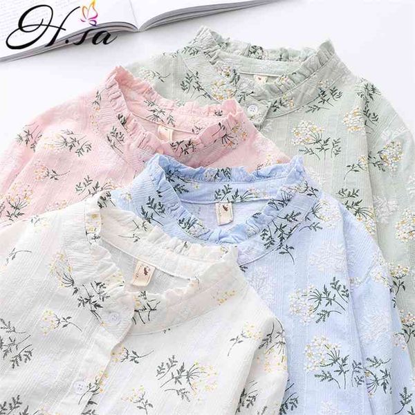 

hsa spring floral blusa and shirts stand collar japanese style pink small flowers casual ladies female blusas 210430, White