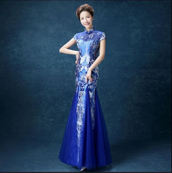

traditional chinese cheongsam long dress qipao oriental style wedding ethnic clothing, Red