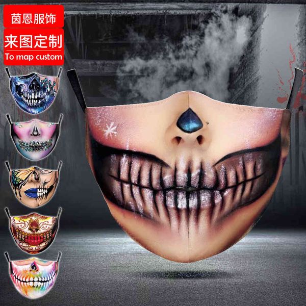 

high-quality s sewing mouth 3d digital printing washable filter dust and haze proof hanging ear life mask