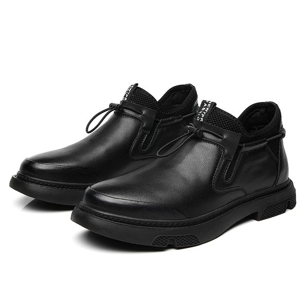 

slip-on casual leather sneaker for men black basic trendy men short boots comfortable handmade men shoes 2022 new loafers, Red;white