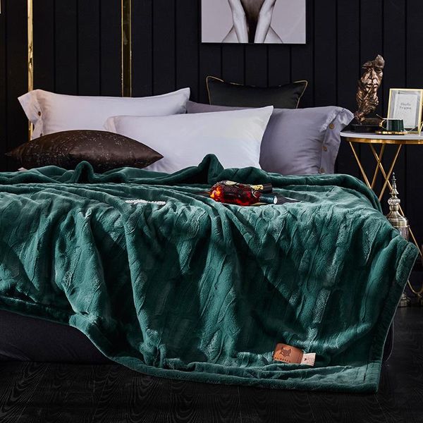 

blankets 1pcs bedding thick warm solid imitation fur blanket raschel for beds double milk fleece coverlet